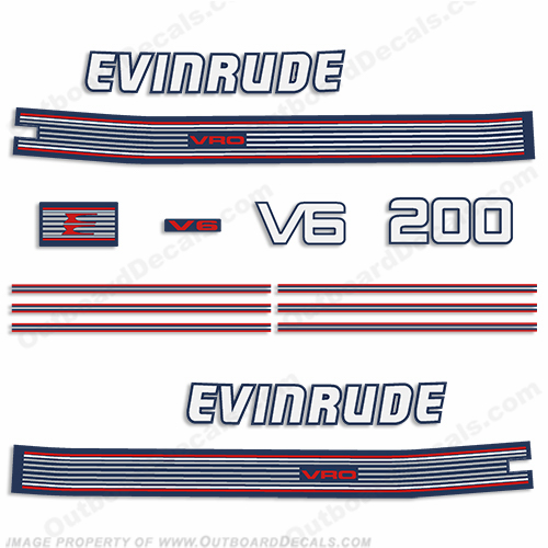 Evinrude 1990 200hp V6 Decal Kit INCR10Aug2021
