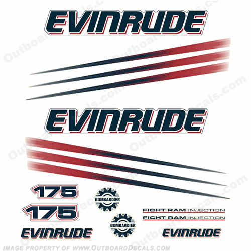 Evinrude 175hp Bombardier Decal Kit - 2002 - 2006 INCR10Aug2021