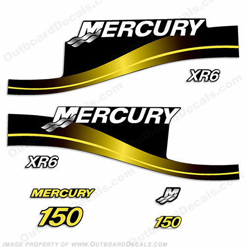 Mercury 150hp XR6 Decals - Custom Yellow INCR10Aug2021