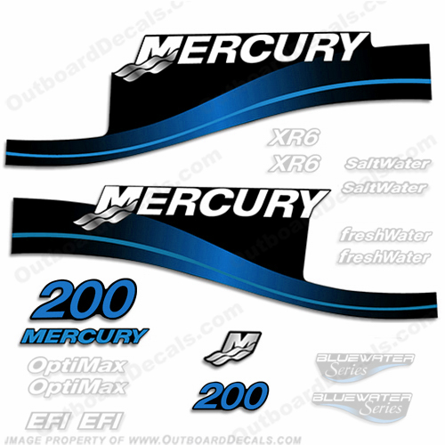 Mercury 200hp Decal Kit - 1999-2005 All Models Available (Blue) 200 decals, mercury 200 hp, mercury saltwater, mercury saltwater decals, mercury freshwater decals, mercury efi decals, mercury optimax decals, mercury xr6 decals, mercury offshore edition decals, mercury efi saltwater decals, mercury optimax saltwater decals, mercury efi freshwater decals, mercury efi saltwater decals, mercury saltwater, mercury freshwater, mercury efi, mercury optimax, mercury xr6, mercury offshore edition, mercury efi saltwater, mercury optimax saltwater, mercury efi freshwater, mercury efi saltwater, merc decals, merc 200, merc 200 decals, optimax saltwater, efi saltwater, offshore edition, xr6, efi freshwater, mercury 200 optimax saltwater, mercury 200 optimax saltwater decals
