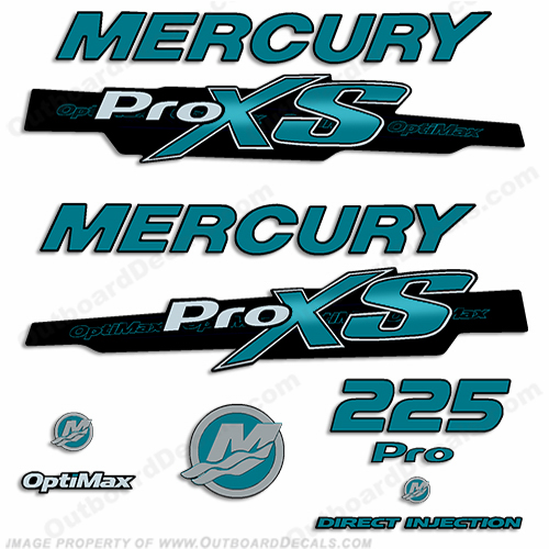 Mercury 225hp ProXS 2013+ Style Decals - Teal pro xs, optimax proxs, optimax pro xs, optimax pro-xs, pro-xs, 250 hp, INCR10Aug2021