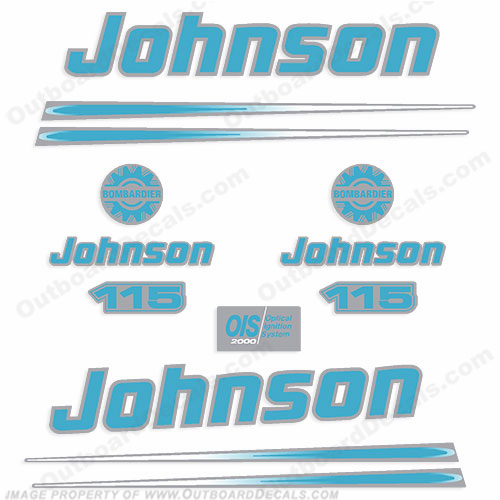 Johnson 115hp Decals - Blue/Silver 2002 2003 2004 2004 2005 2006 INCR10Aug2021