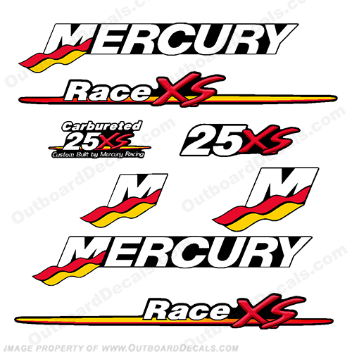 Mercury Custom 25hp Racing 25xs Decals Mercury, 25, 25 hp, 25 xs, xs, Racing, Race, INCR10Aug2021