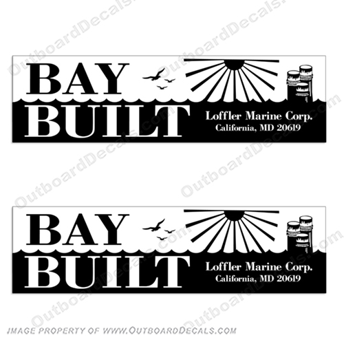 Bay Built Skiff by Loffler Marine Corp Boat Logo Decals (Set of 2)  Bay, built, baybuilt, Boat, Logo, Decal, lofler, marine, INCR10Aug2021