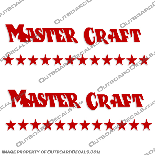 1980s MasterCraft With Stars Boat Decals - (Set of 2) Any color!  mastercraft, master, craft, boat, letters, decals, decal, kit, set, of, 2, two, any, color, logo, logos, 1980s, with, stars, 