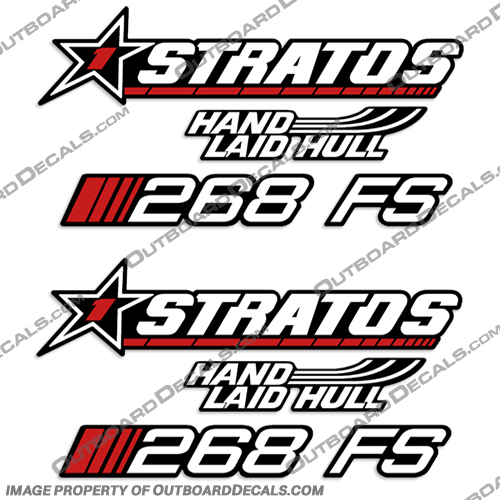 Stratos "268 FS" Hand Laid Hull Decal Kit  stratos, fs, 268, decal, decals, sticker, set, kit, boat, engine, cover, hand, laid, hull, 268fs, 