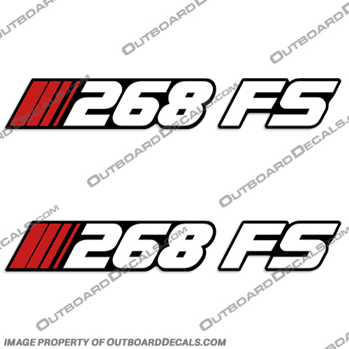 Stratos "268 FS" Decal (Set of 2)  stratos, fs, 268, decal, decals, sticker, set, kit, boat, engine, cover, 