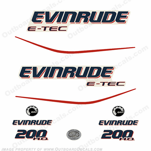 Evinrude 200hp E-Tec High Output Decal Kit INCR10Aug2021