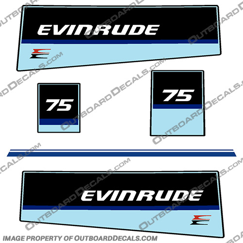 Evinrude 1984 75hp Decal Kit evinrude, 75, 75hp, 75 hp, boat, decal, kit, stickers, outboard, engine, vintage, 1984, 84, 1985, 85, 80s, 
