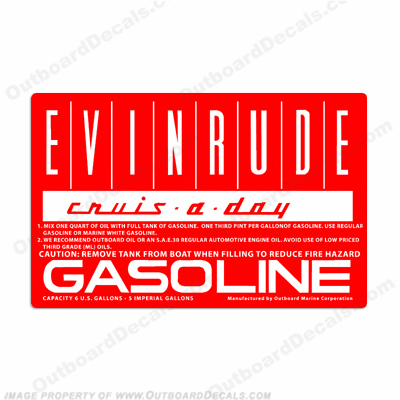 Evinrude 1960 6 Gallon Fuel Tank Decal 6, INCR10Aug2021