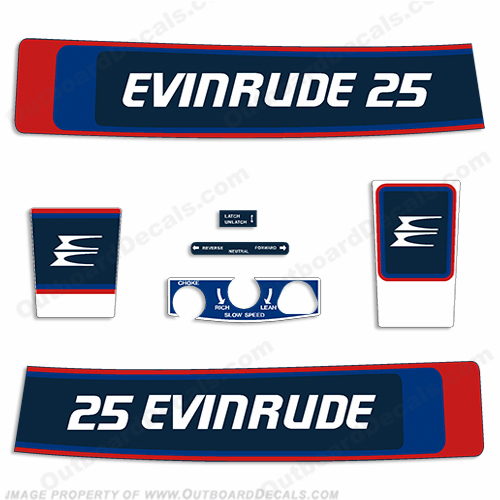 Evinrude 1976 25hp Decal Kit INCR10Aug2021