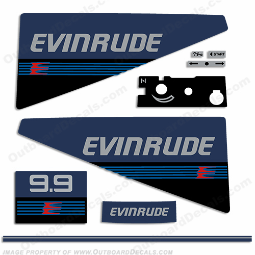 Evinrude 1987-1988 9.9hp Decal Kit evinrude 9.9, 87, 88, INCR10Aug2021