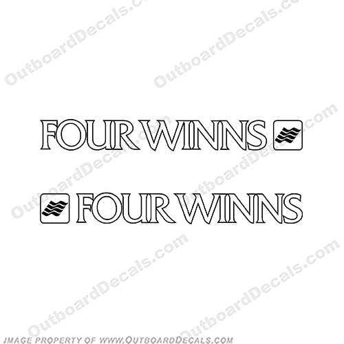 Four Winns Boat Decal (set of 2) Black/White fourwinns, four, winns, horizon, 200, boat, lettering. logo, decal, decals, stickers, 1991, Freedom, 195, INCR10Aug2021