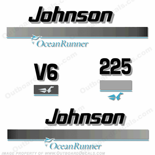 Johnson 225hp OceanRunner Decals ocean runner, ocean-runner, ocean, runner, oceanrunner, 225, 1993, 1994, 1995, 1996, 1997, 1998, INCR10Aug2021
