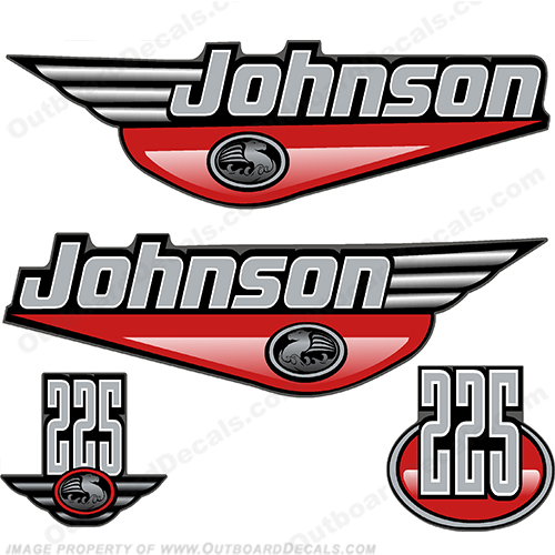 Johnson 225hp Decals - ANY STANDARD COLOR johnson, 225hp, 225 hp, 225, 1999, 99, INCR10Aug2021