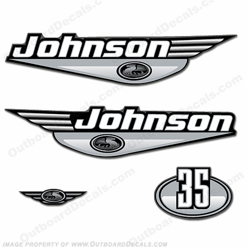 Johnson 35hp Decals - Silver INCR10Aug2021