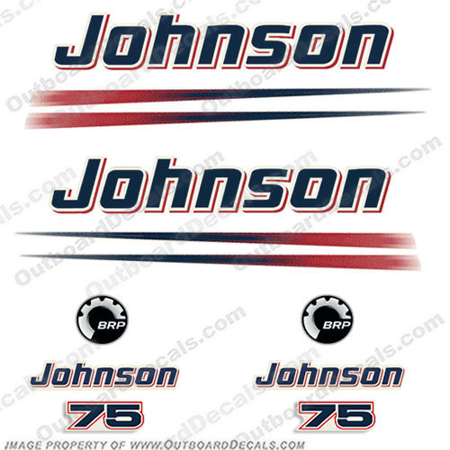 Johnson 75hp BRP Decals johnson, outboards, decals, 75, hp, 75hp, 75brp, brp, outboard, motor, engine, decal, sticker, kit, set