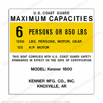 Kenner 1800 Capacity Decal - 6 Person INCR10Aug2021