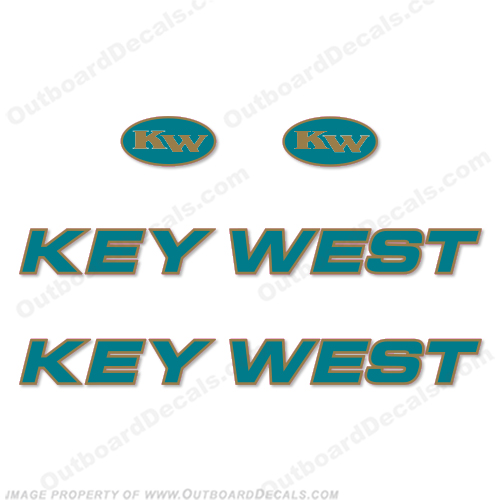 Key West Boat Decals (Set of 2) - Teal/Gold - Original INCR10Aug2021