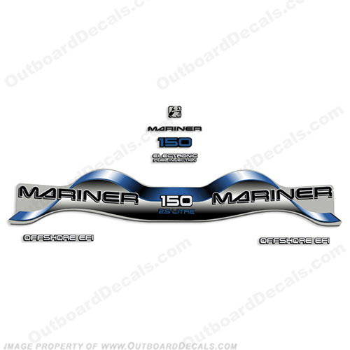 Mariner 150hp 2.5 Liter "Offshore EFI" Decal Kit - Blue 150 hp, INCR10Aug2021