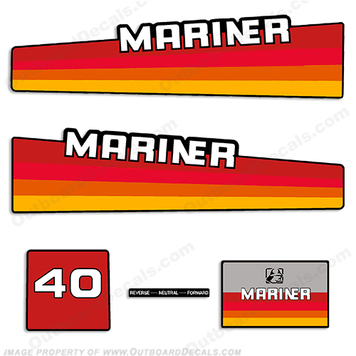 Mariner 40hp Decal Kit - 1980s Style INCR10Aug2021