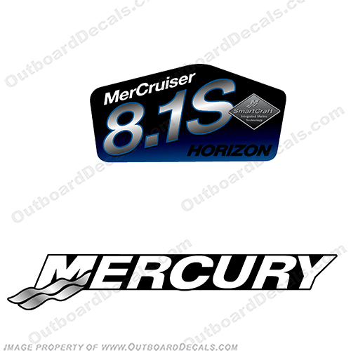 Mercruiser 8.1S Horizon Decal - Blue 81, 81s, 8.1, horizon, mercury, mer, cruiser, inboard, motor, engine, sticker, decal, INCR10Aug2021
