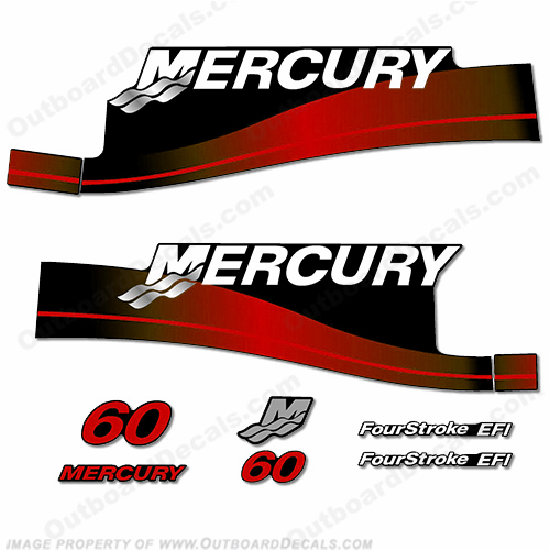 Mercury 60hp 4-Stroke EFI Decal Kit (Red) INCR10Aug2021