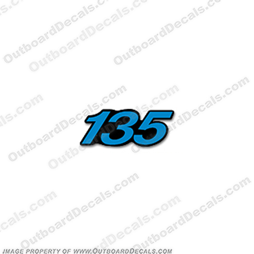 Mercury Single "135" Decal - Blue (Front or Rear)  mercury, 135, hp, outboard, motor, engine, decal, sticker, blue