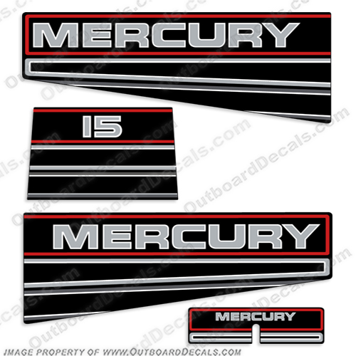 Mercury 15hp 1994-1995 Decal Kit 1994, 1995, 95, 94, 8, 15hp, 15, outboard, engine, motor, decal, sticker, kit, set,INCR10Aug2021