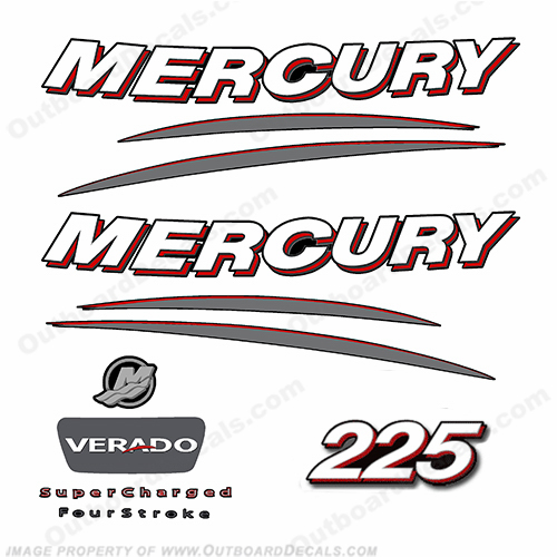 Mercury 225hp Verado Decal Kit - Curved INCR10Aug2021