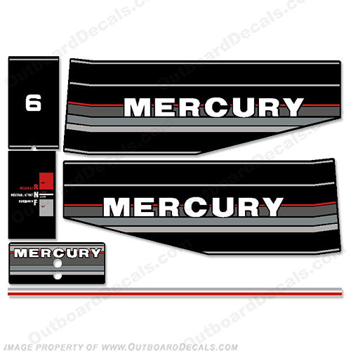 Mercury 1987 6HP Outboard Engine Decals 6 hp, 87, 6, INCR10Aug2021