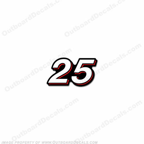Mercury Single "25" Decal - White/Red INCR10Aug2021