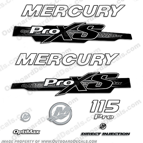 Mercury 115hp ProXS 2011+ Style Decals - White / Black / Silver 115, pro xs, pro, pro-xs, xs, proxs, optimax proxs, optimax pro xs, optimax pro-xs, pro-xs, INCR10Aug2021