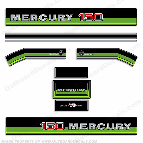 1981-1983 Mercury 150hp Decals - Custom Green INCR10Aug2021