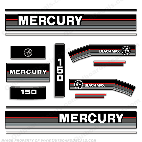 Mercury 1989-1990 150hp Black Max Outboard Engine Decals INCR10Aug2021