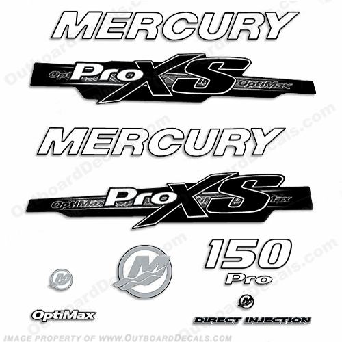 Mercury 150hp ProXS 2013+ Style Decals - White/Black pro xs, optimax proxs, optimax pro xs, optimax pro-xs, pro-xs, 150 hp, INCR10Aug2021
