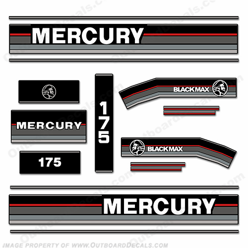 Mercury 1989-1990 175hp Black Max Outboard Engine Decals INCR10Aug2021