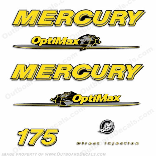 Mercury 07-08 175hp Optimax Decal Kit - Yellow INCR10Aug2021