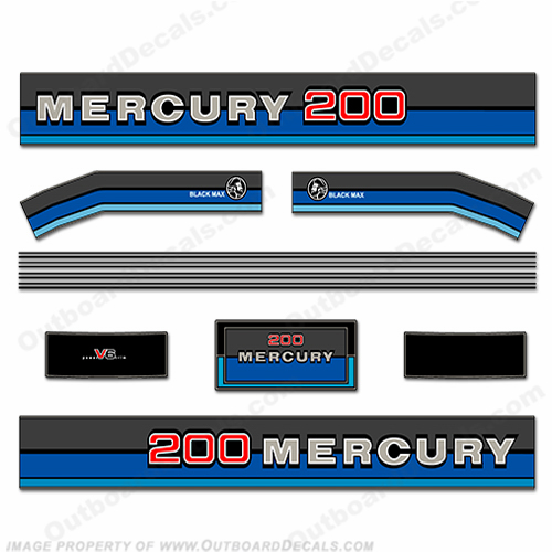 Mercury 1981 - 1982 200HP Outboard Engine Decals INCR10Aug2021