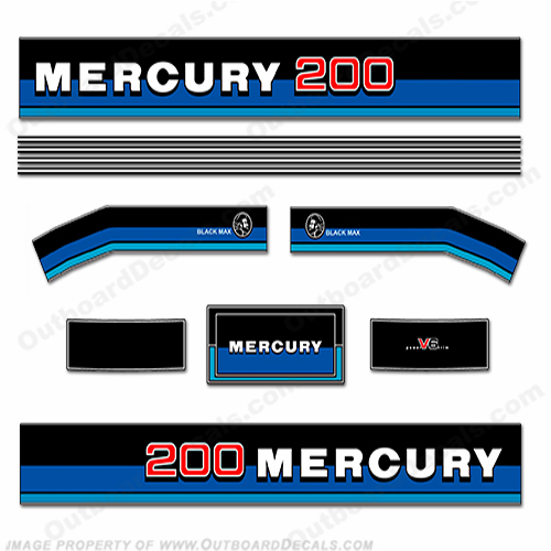 Mercury 1983 200HP Outboard Engine Decals INCR10Aug2021