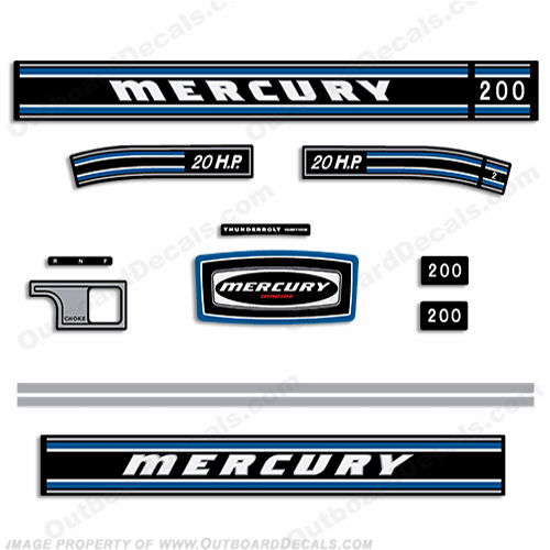 Mercury 1973 20HP Outboard Engine Decals INCR10Aug2021