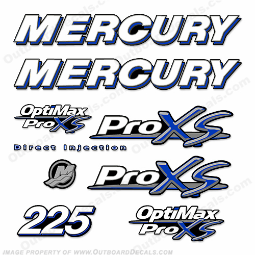 Mercury 225hp ProXS Decal Kit - Blue pro xs, optimax proxs, optimax pro xs, optimax pro-xs, pro-xs, 225 hp, INCR10Aug2021