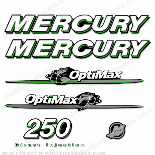 Mercury 07-08 250hp Optimax Decal Kit - Green INCR10Aug2021
