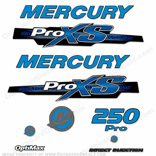 Mercury 250hp ProXS 2013+ Style Decals - Olympic Blue pro xs, optimax proxs, optimax pro xs, optimax pro-xs, pro-xs, 250 hp, INCR10Aug2021