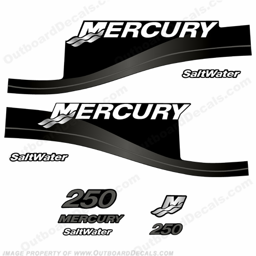 Mercury 250hp Saltwater Series Decal Kit - Dark Grey INCR10Aug2021