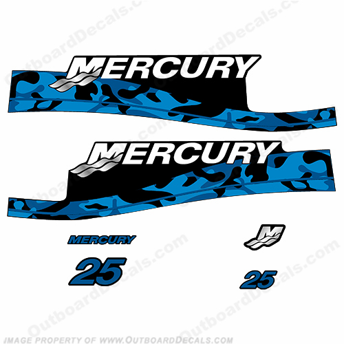 Mercury 25hp Decal Kit - Custom Color Blue Camo INCR10Aug2021
