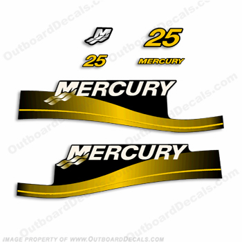 Mercury 25hp Decal Kit - Custom Color Yellow! INCR10Aug2021
