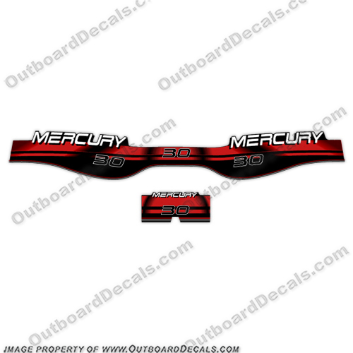 Mercury 30hp Decals - RED - 1996 - 1999  merc, mercury, red, blue, water, 30, 30 hp, 3.0, liter, 1995, 1996, 1997, 1998, 1999, 2l, outboard, engine, motor, decal, sticker, kit, set, decals, mercury, 150, 150 hp, horsepower, 150hp, 1998, 1999, 2000, 2001, 2002, 2003, 2004, 2005, 2006, 2007, 2008, 2009, 2010, electronic, fuel, injection, INCR10Aug2021