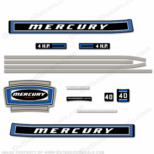 Mercury 1974 4hp Outboard Engine Decals INCR10Aug2021