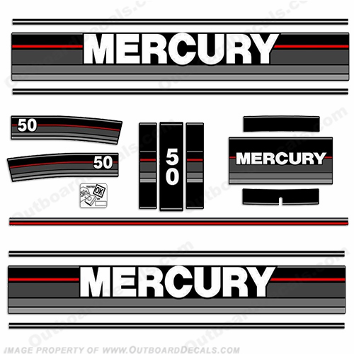 Mercury 1989 50HP Outboard Engine Decals INCR10Aug2021